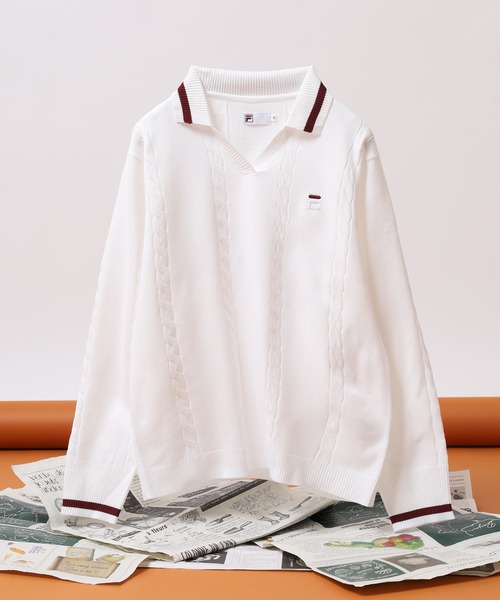 FILA（フィラ） ポロシャツ ポロ FILA L/S KNIT SHIRTS Vネック 12G