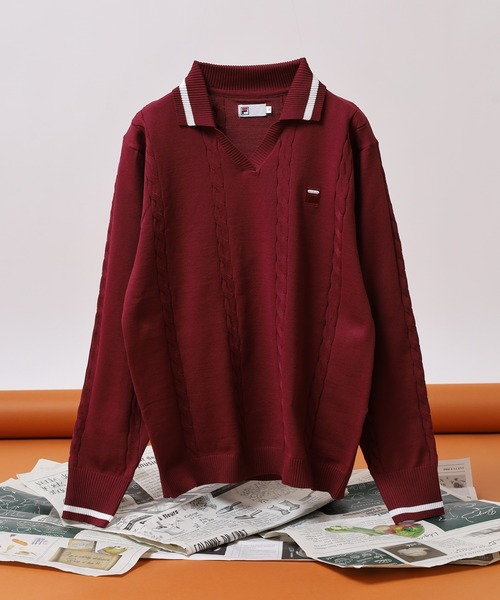 FILA（フィラ） ポロシャツ ポロ FILA L/S KNIT SHIRTS Vネック 12G