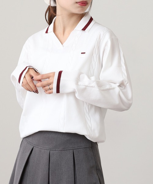 FILA（フィラ） ポロシャツ ポロ FILA L/S KNIT SHIRTS Vネック 12G