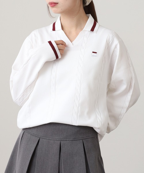 FILA（フィラ） ポロシャツ ポロ FILA L/S KNIT SHIRTS Vネック 12G
