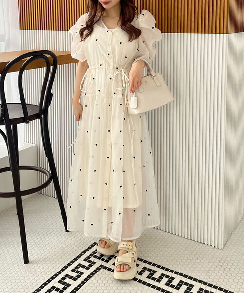 「OLIVE des OLIVE」 半袖ワンピース FREE オフホワイト レディース_画像5