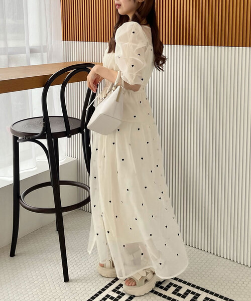 「OLIVE des OLIVE」 半袖ワンピース FREE オフホワイト レディース_画像6