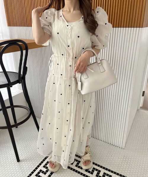 「OLIVE des OLIVE」 半袖ワンピース FREE オフホワイト レディース_画像8