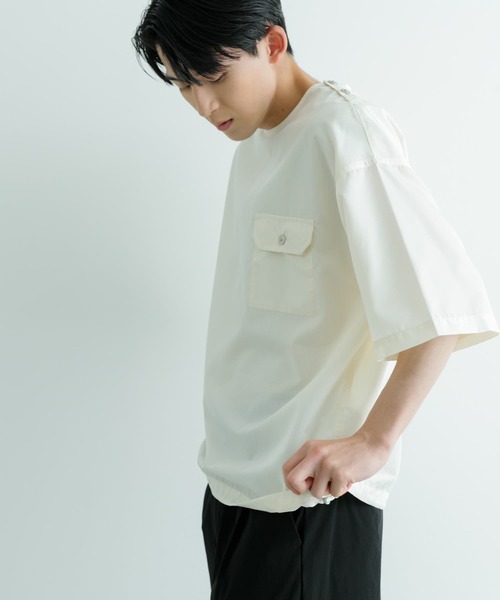 「TAION」 半袖シャツ MEDIUM オフホワイト メンズ_画像9
