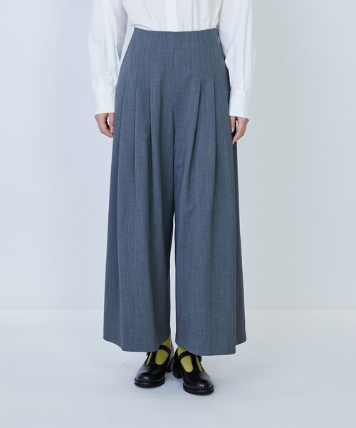 LOISIR ワイドパンツ パンツ ウール混ギャバワイドパンツ レディース