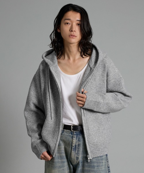 VELNUS パーカー 「VELNUS」Double-Zip Lame Knit Hoodie /ダブル