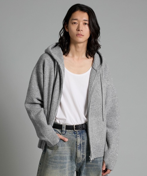 VELNUS パーカー 「VELNUS」Double-Zip Lame Knit Hoodie /ダブル