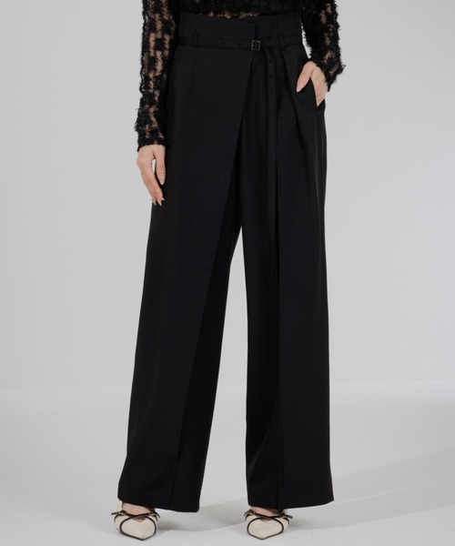 パンツ herlipto High Waist Tuck Trousers M スラックス パンツ wrap tuck high waist pants（ラップタックハイ
