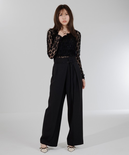 スラックス パンツ wrap tuck high waist pants（ラップタックハイ