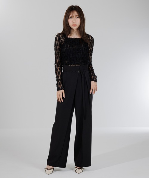 スラックス パンツ wrap tuck high waist pants（ラップタックハイ