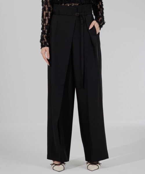 スラックス パンツ wrap tuck high waist pants（ラップタックハイ