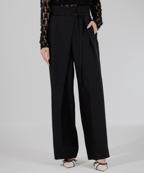 スラックス パンツ wrap tuck high waist pants（ラップタックハイ