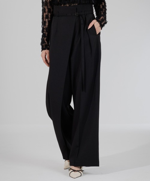 スラックス パンツ wrap tuck high waist pants（ラップタックハイ