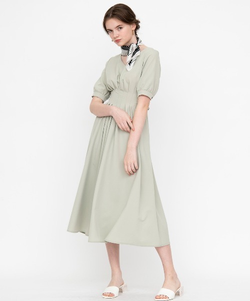 「AND COUTURE」 7分袖ワンピース MEDIUM グリーン レディース_画像6