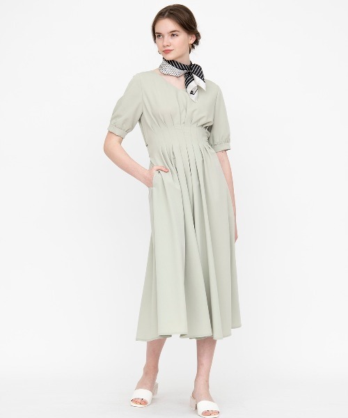 「AND COUTURE」 7分袖ワンピース MEDIUM グリーン レディース_画像7