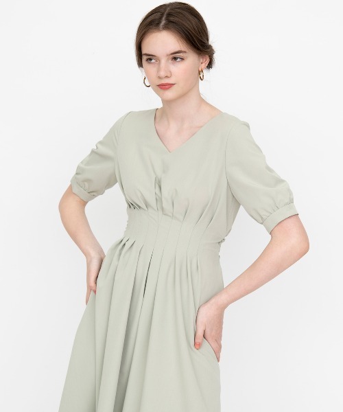「AND COUTURE」 7分袖ワンピース MEDIUM グリーン レディース_画像9
