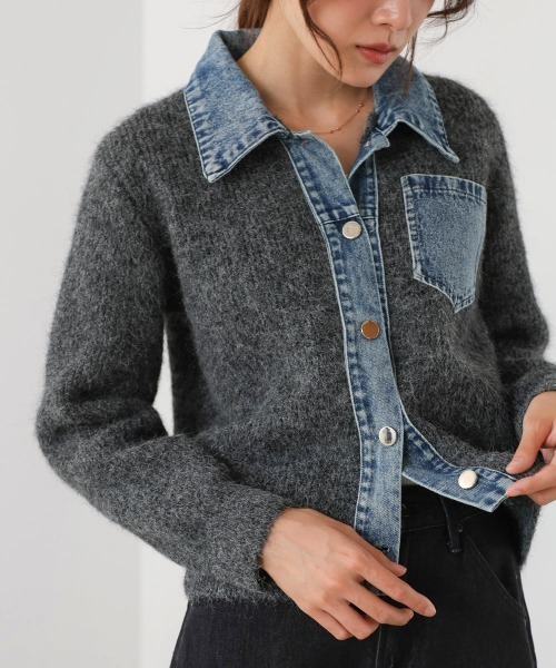 BAB（バブ） カーディガン デニム切替ニットカーデ レディース