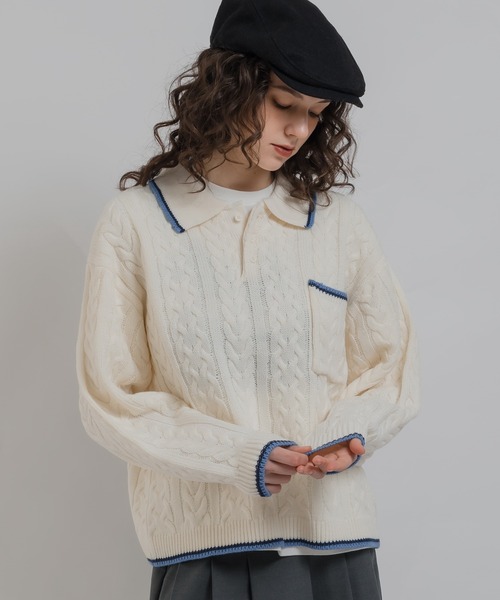 「MUHET」 長袖ニット MEDIUM オフホワイト レディース_画像9