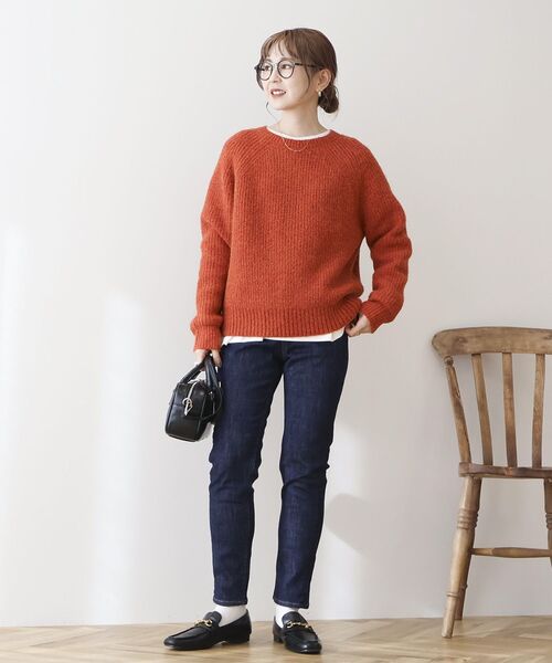 「AMERICAN HOLIC」 長袖ニット M オレンジ レディース_画像4