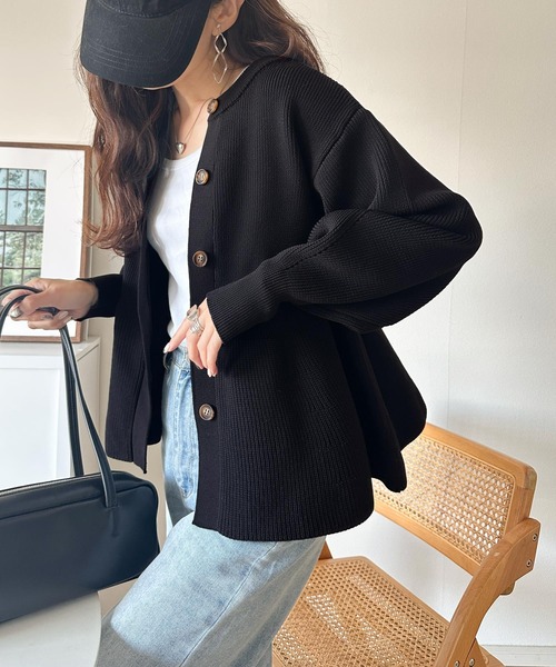 「classicalelf」 ニットカーディガン X-LARGE チャコール レディース_画像6