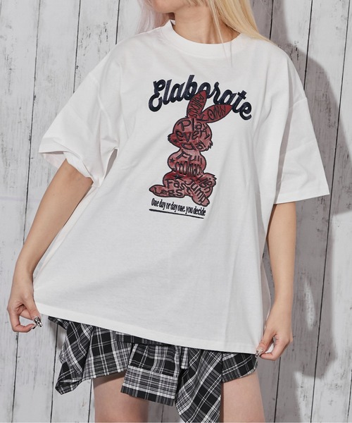 tシャツ 「貼り付け刺繍 うさぎ」Tシャツ／カジュアル×ストリート／春
