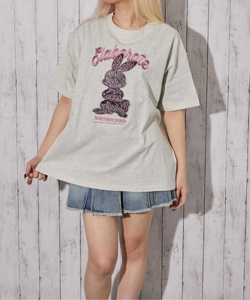 tシャツ 「貼り付け刺繍 うさぎ」Tシャツ／カジュアル×ストリート／春