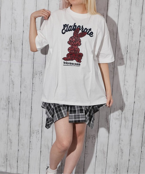 tシャツ 「貼り付け刺繍 うさぎ」Tシャツ／カジュアル×ストリート／春