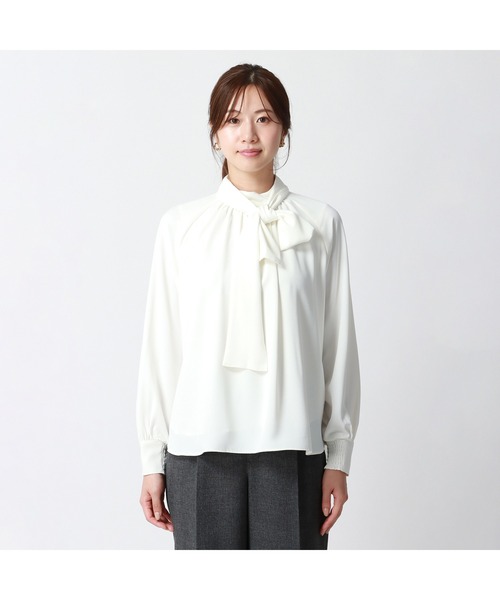 「AOYAMA」 「&tess」長袖ブラウス L ホワイト レディース_画像3