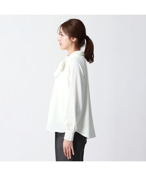 「AOYAMA」 「&tess」長袖ブラウス L ホワイト レディース_画像4