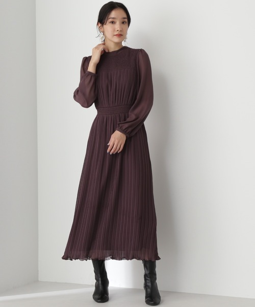 「NATURAL BEAUTY BASIC」 長袖ワンピース SMALL グレー系その他 レディースの画像