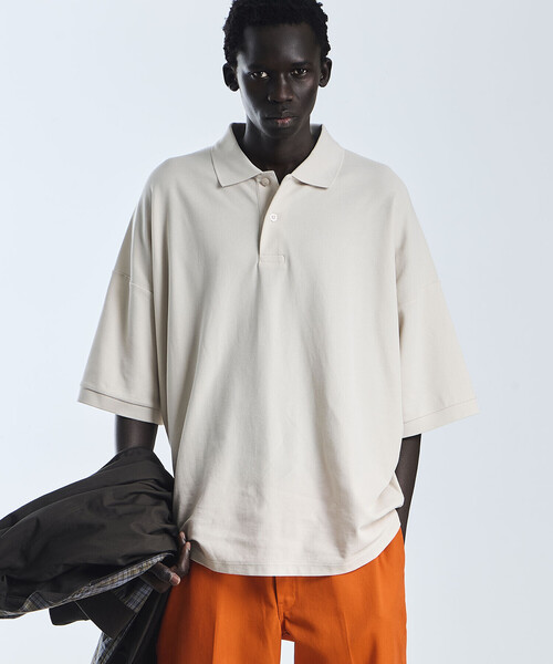 ポロシャツ handvaerk | コットンピケ ビッグポロシャツ MEN メンズの画像
