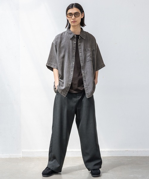 LAKOLE（ラコレ） シャツ 半袖 リングドットデニム半袖シャツ / 662028