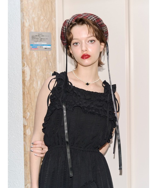 ワンピース フリルスリーブロングワンピースの画像