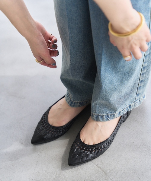 「LE TALON」 フラットパンプス 25.5cm アイボリー レディース_画像6