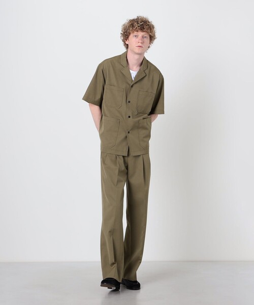 Ermenegirdo Zegna 2タック　ウールワイドトラウザーズ　ベージュ TOMORROWLAND（トゥモローランド） ワイドパンツ パンツ ウール