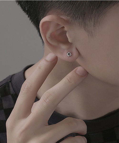 ピアス EK565/ブラックストーンペアピアス/両耳用/メンズ(NEZ) メンズ