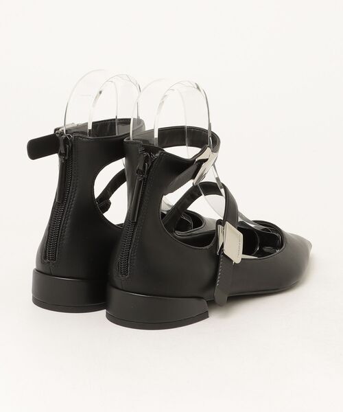 「CHARLES & KEITH」 フラットパンプス 38 ブラック×ブラック レディース_画像2