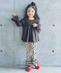 tシャツ 袖レースシャーリング長袖トップス キ...の詳細画像1
