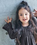 tシャツ 袖レースシャーリング長袖トップス キ...の詳細画像4