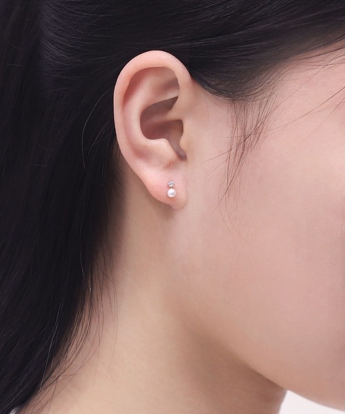 BLOOM（ブルーム） ピアス K10イエローゴールド パール キュービック