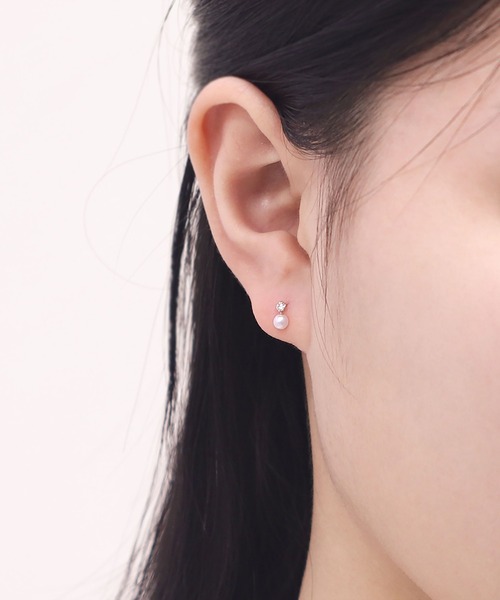 BLOOM（ブルーム） ピアス K10イエローゴールド パール キュービック