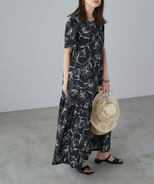 ワンピース シャツワンピース 3wayボリュームギャザー裾切り替え半袖シャツワンピース ロングカーデ Belle Ile Nature