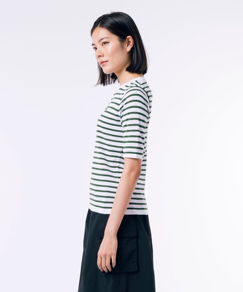 ニット セーター UVカット 吸水速乾 ウォッシャブル COOLMAX クールマックス ボーダーニット半袖Tシャツ レディース セール】 UVカット 吸水速乾 ウォッシャブル COOLMAX クール
