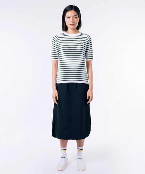 ニット セーター UVカット 吸水速乾 ウォッシャブル COOLMAX クールマックス ボーダーニット半袖Tシャツ レディース LACOSTE ニット セーター UVカット 吸水速乾 ウォッシャブル