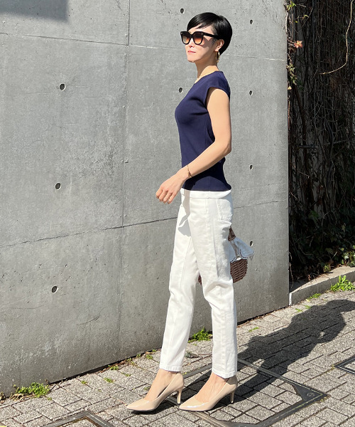 ニット セーター JENNE　配色フレンチスリーブニット レディース ニット セーター JENNE 配色フレンチスリーブニット レディース