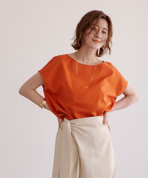 tシャツ DRAPE COCOON TOP / ドレープコクーントップ レディース ur's tシャツ リネンブレンドコクーンシルエットトップス