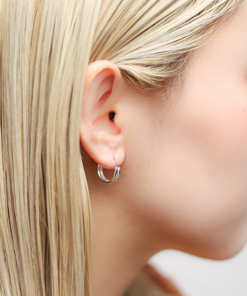 両耳　14mm シルバー925 フープピアス B.I.D. ピアス 「SILVER925」14mmデザインフープピアス レディース