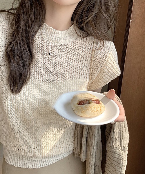 THE TOE 半袖ニット Isn't She？ ニット セーター クロシェ編み半袖ニット