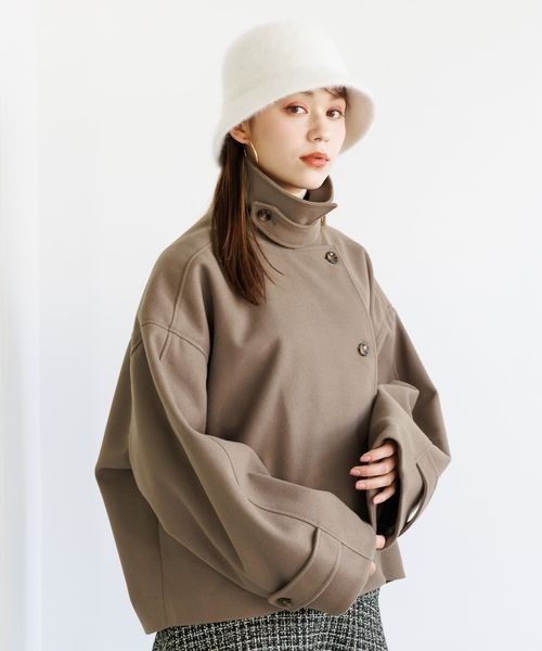 mysty woman コート アウター スタンドネックショートコート