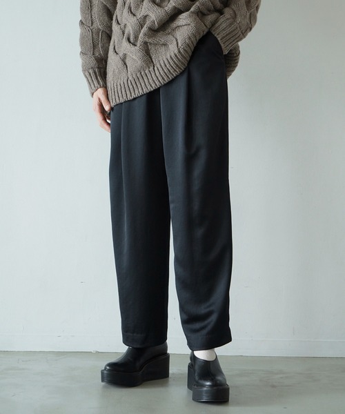 CLANE（クラネ） ワイドパンツ スラックス パンツ SATIN SLACKS PANTS